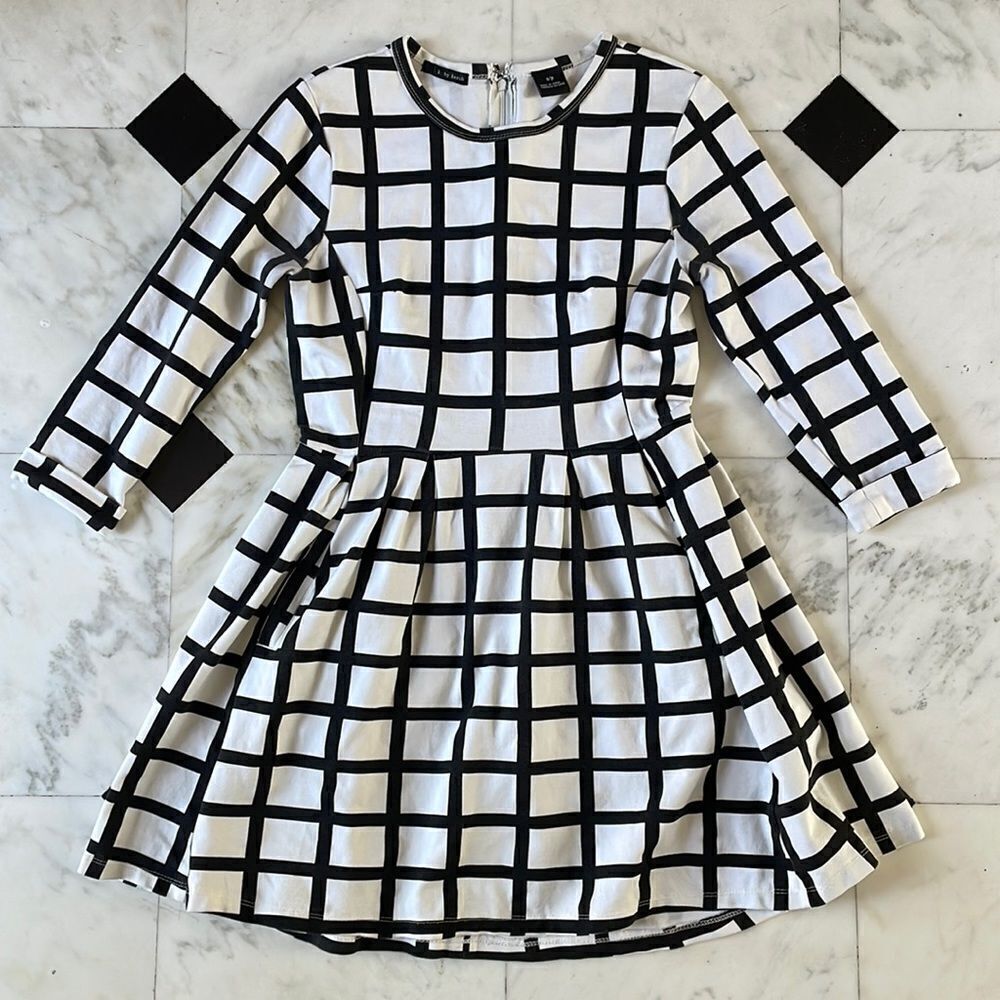 K by Kersh White & Black Grid Print Dress